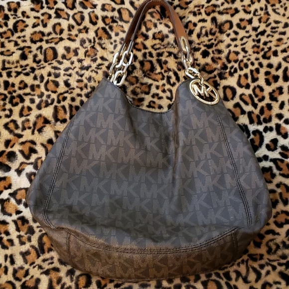 Michael Kors Handbags - Michael Kors Fulton Brown Logo Large Hobo Bag
